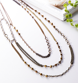 チェーンを連ねた３連ネックレス No.5WI-0003-00