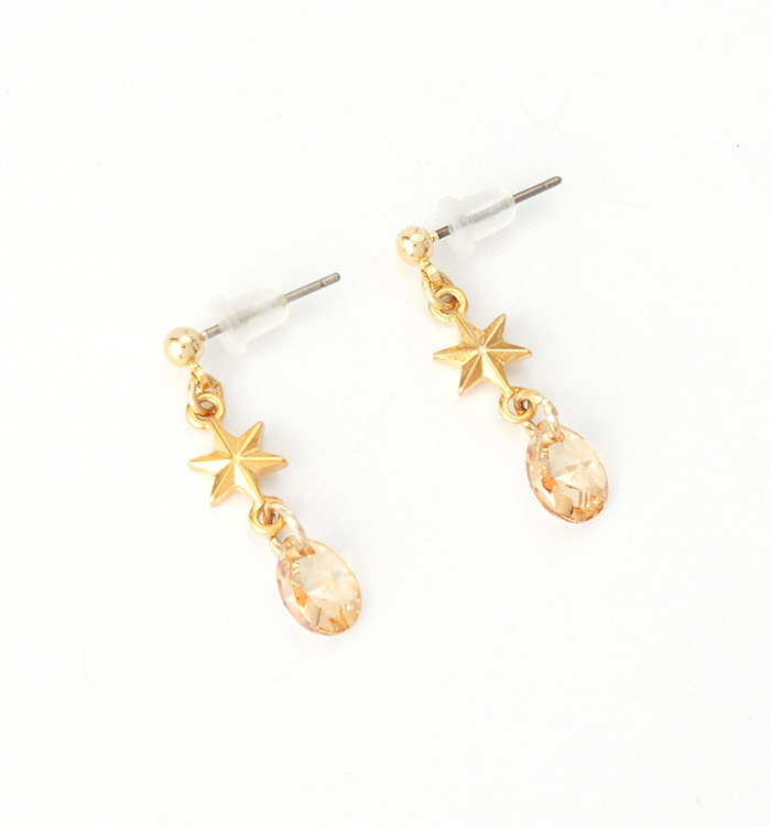 クリスタルガラス星型 ピアス ゴールデンシャドー No.5XJ-0069-00の