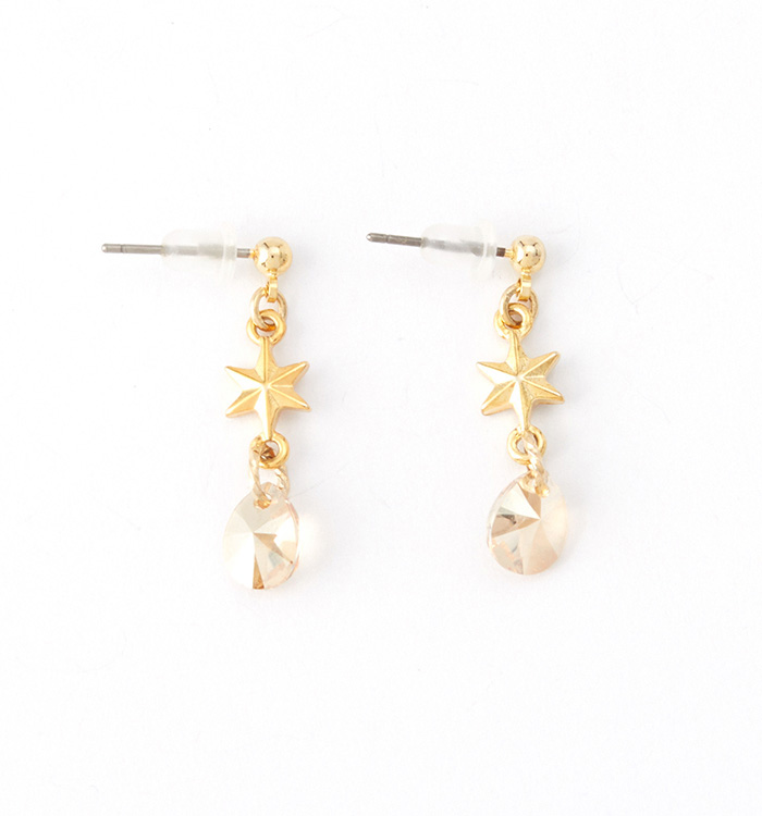 クリスタルガラス星型 ピアス ゴールデンシャドー No.5XJ-0069-00の