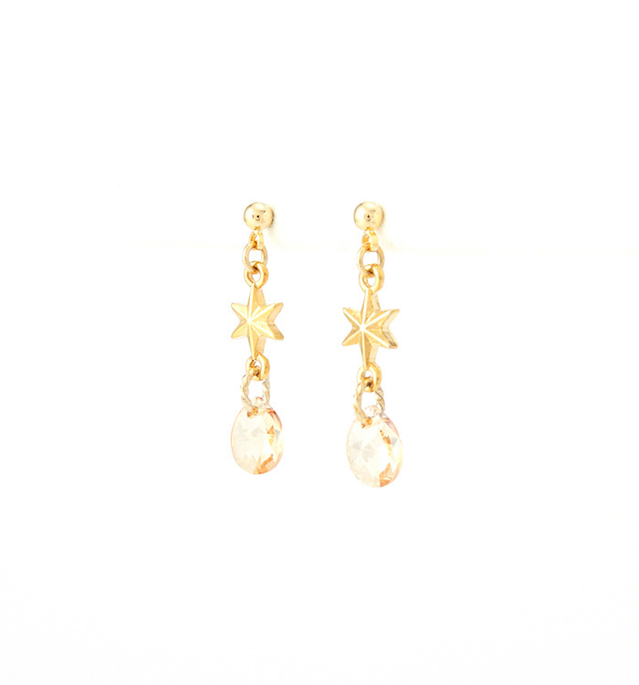 クリスタルガラス星型 ピアス ゴールデンシャドー No.5XJ-0069-00の