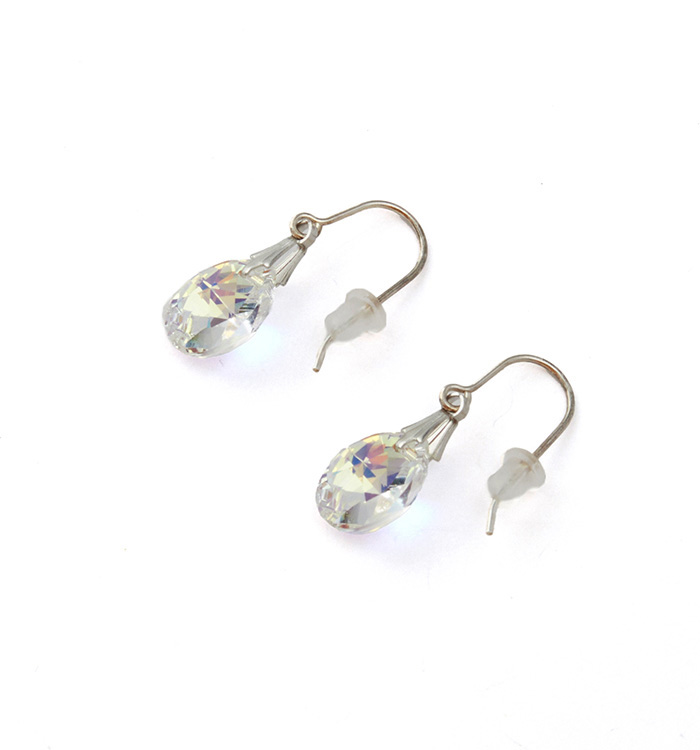 クリスタルガラスしずく型大 925ピアス クリスタルAB No.5XF-0022