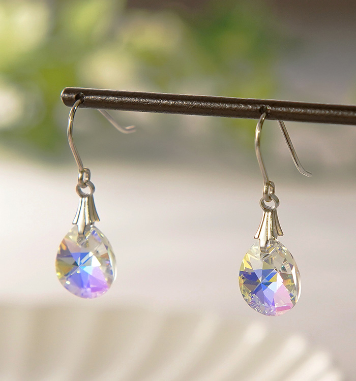 クリスタルガラスしずく型 925ピアス クリスタルAB No.5XF-0020-00