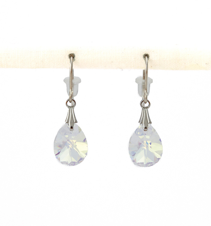 クリスタルガラスしずく型 925ピアス クリスタルAB No.5XF-0020-00