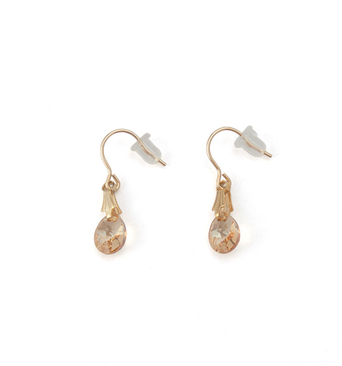 14KGFクリスタルガラスしずく型 ピアス ゴールデンシャドー No.5XF