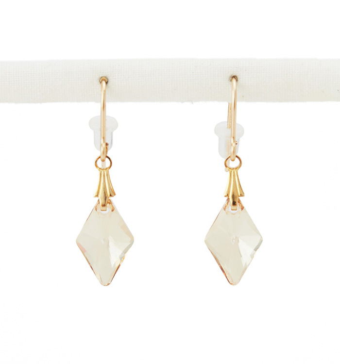 クリスタルガラスひし形 ピアス ゴールデンシャドー No.5XF-0017-00の