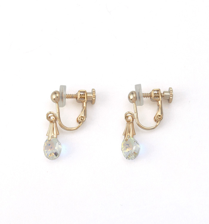 クリスタルガラスしずく型 イヤリング クリスタルAB No.5XP-0005-00の