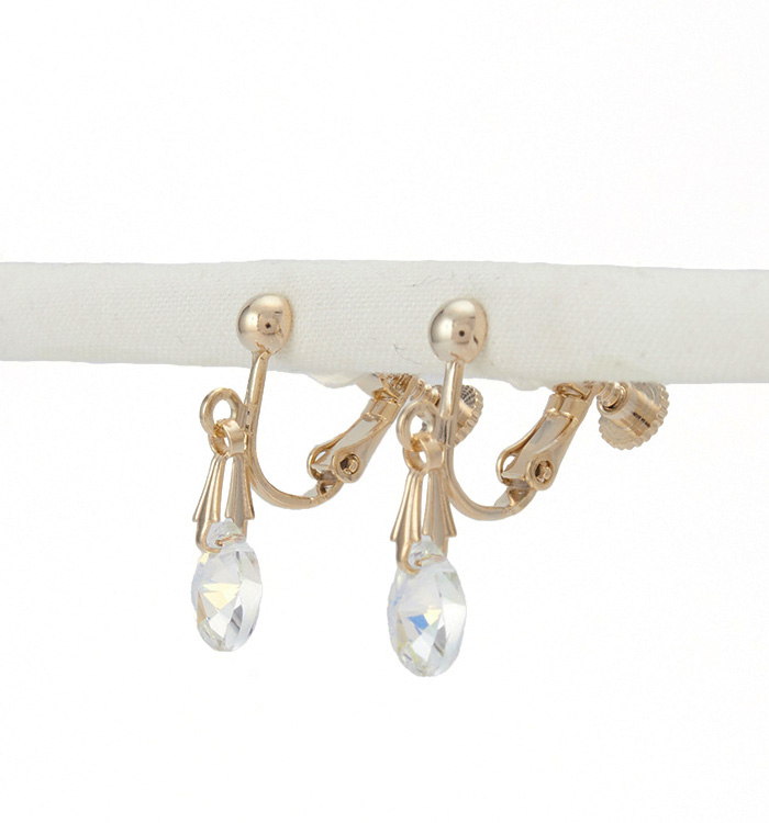 クリスタルガラスしずく型 イヤリング クリスタルAB No.5XP-0005-00の