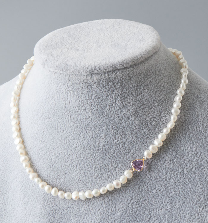 ワンタッチ淡水ネックレス アメジスト No.5WI-0012-00の通販｜きもの365