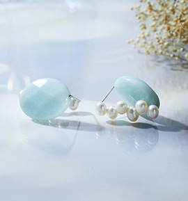 リバーシブルイヤークリップS アマゾナイト×クレオ No.5XO-0009-00