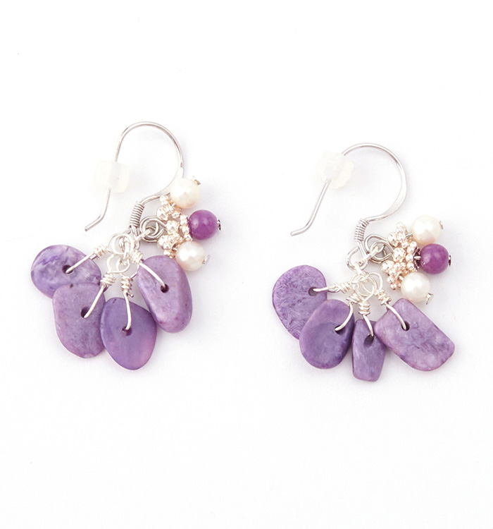 チャロアイトのパープルピアス No.5XE-0030-00の通販｜きもの365