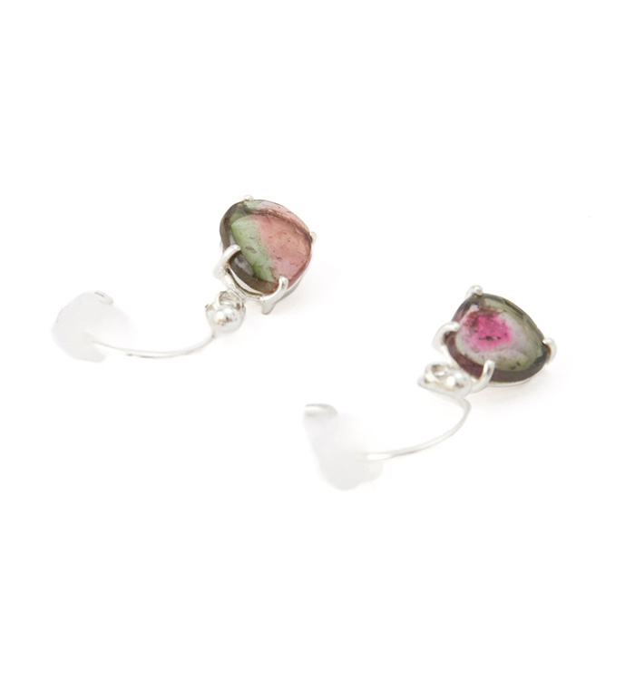 MONAKA Jewellery　パイプピアス　バイカラートルマリン　スイカ 天然バイカラートルマリン1.81ct【ブラジル】☆スイカの色合い