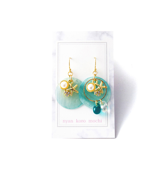 ブルーシェルとヒトデ フックピアス No.5XD-0004-00の通販｜きもの365