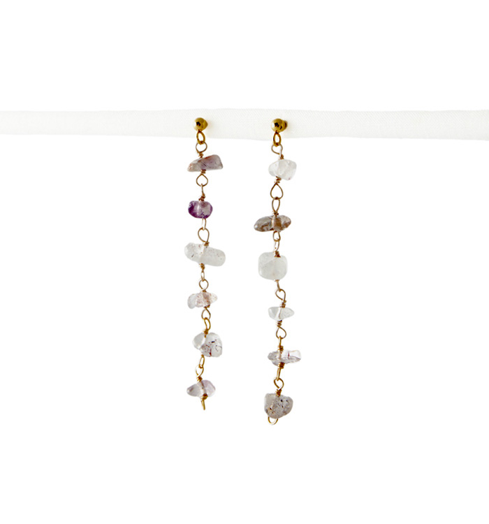 色んな天然石さざれのロングピアス No.5XE-0049-00の通販｜きもの365