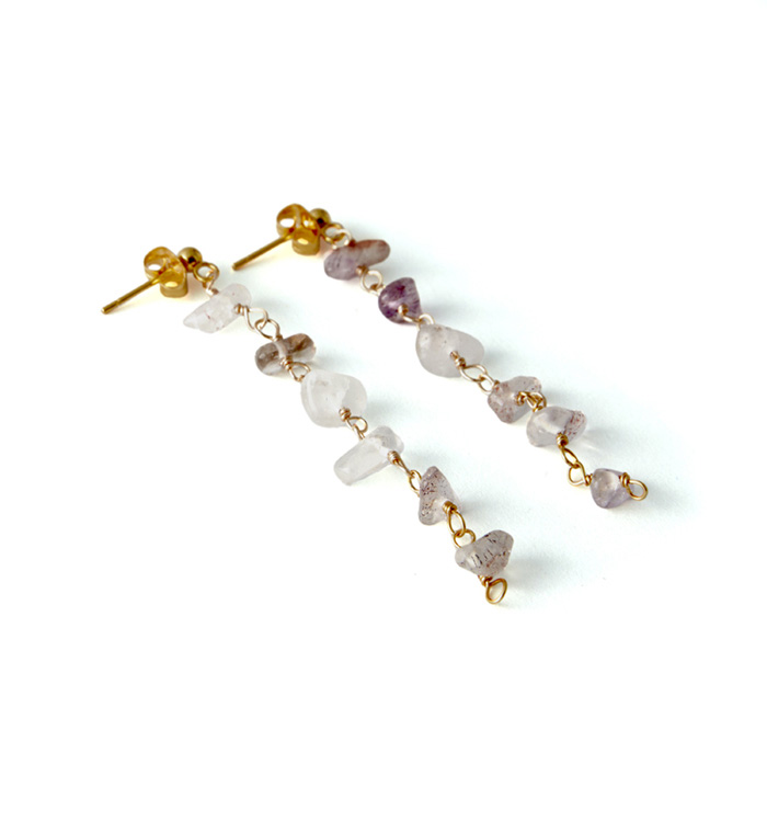 色んな天然石さざれのロングピアス No.5XE-0049-00の通販｜きもの365