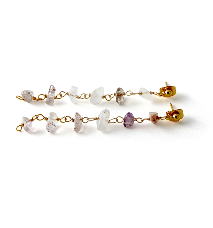 色んな天然石さざれのロングピアス No.5XE-0049-00の通販｜きもの365