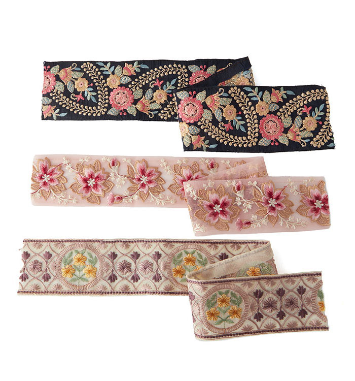 インド刺繍リボン セット 50cmカット×3本 (5) No.5ZK-0200-00の