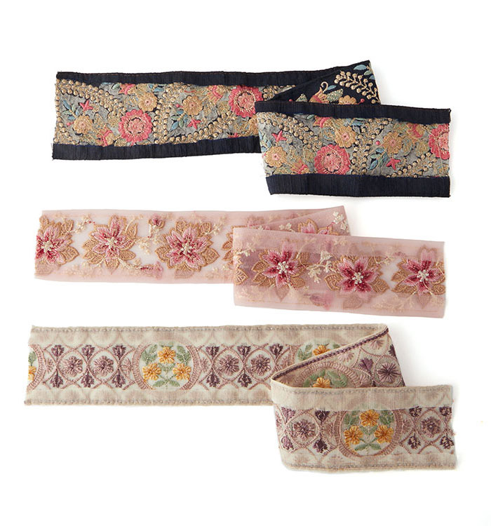 インド刺繍リボン セット 50cmカット×3本 (5) No.5ZK-0200-00の