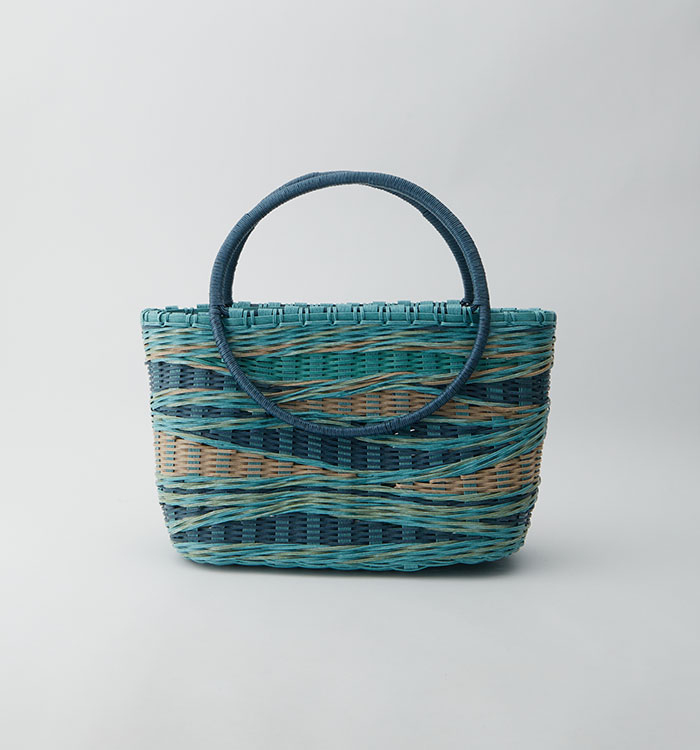 【Sana様】ハンドメイド ブルー・グリーン 5模様 カゴバッグ d5c735d379ea3765dada3004c0e6b0