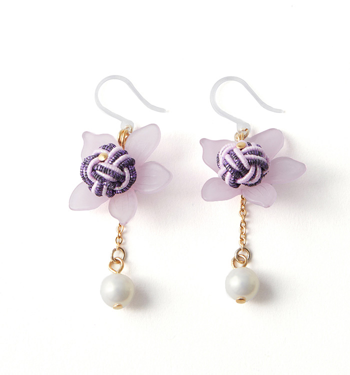 水引 〈あわじ玉〉樹脂ピアス 紫×ピンク No.5XJ-0084-00の通販｜きもの