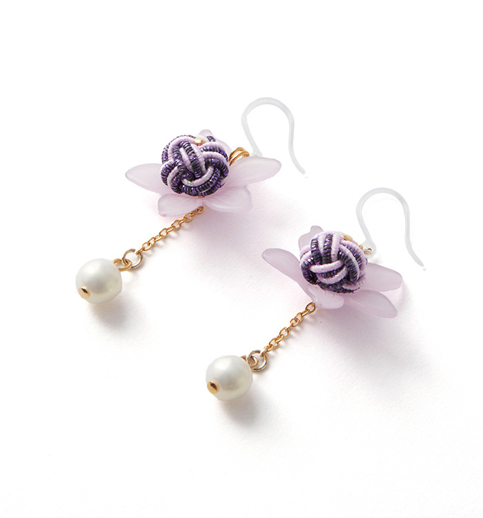 水引 〈あわじ玉〉樹脂ピアス 紫×ピンク No.5XJ-0084-00の通販｜きもの