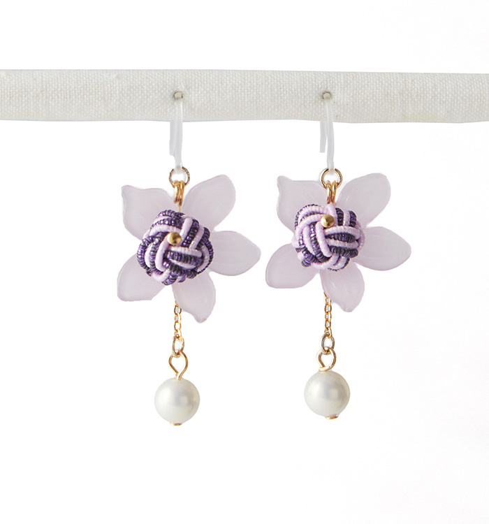 水引 〈あわじ玉〉樹脂ピアス 紫×ピンク No.5XJ-0084-00の通販｜きもの