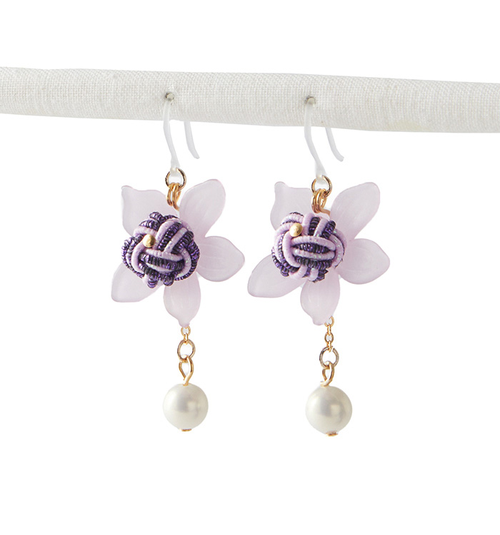 水引 〈あわじ玉〉樹脂ピアス 紫×ピンク No.5XJ-0084-00の通販｜きもの