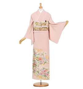 アンティーク色留袖　アールヌーボー スズラン　洋菊 アンティーク色留袖アールヌーボー スズラン洋菊