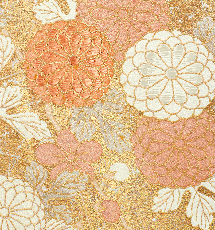 一つ紋色留袖セット 銀座 ちた和 着物 色留袖 一つ紋 光琳菊 手刺繍 菊 橙色