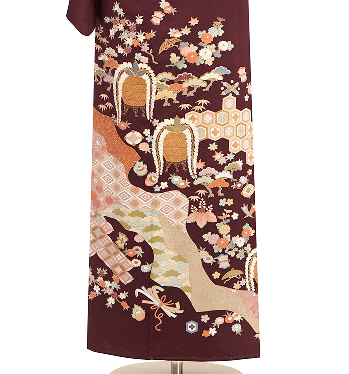 【お買い得！】【色留袖/5点セット/3つ紋】桜色　金銀彩　作家物　草花 十日町友禅作家 五つ紋色留袖 No.DA-1393-Sサイズのレンタル｜きもの365