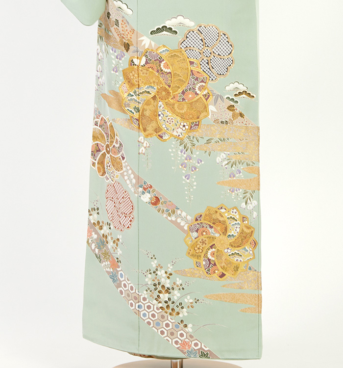 専用　留袖のみ 色留袖 N-6 フリー 霞文に松竹梅 ／ miit_37