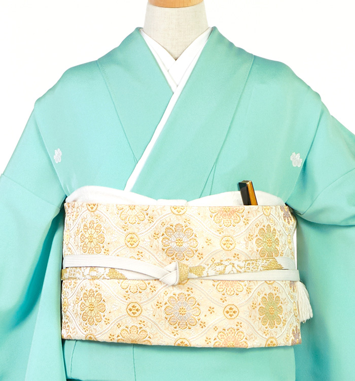 吉澤の友禅【十日町友禅金銀箔金駒刺繍訪問着◆胡蝶蘭】淡い白藍色 ライトブルー 吉澤の友禅】 高級十日町友禅訪問着 ～吉澤家 吉裳苑～ 「胡蝶蘭舞