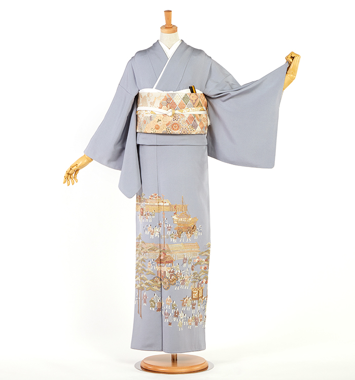 モ*コ様 華 高級 色留袖 3つ紋 相良刺繍 参勤交代 グレー 紫 相良刺繍 色留袖 No.DA-1501-Mサイズのレンタル｜きもの365