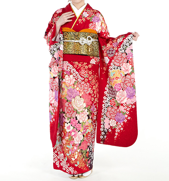 振袖フルセット 着物 振袖フルセット 振袖 金彩 駒刺繍 刺繍 セミアンティーク