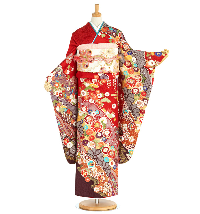 振袖フルセット 楽天市場】【成人式 振袖 レンタル】RS1865 正絹 黄ぼかし 吉祥貝桶に