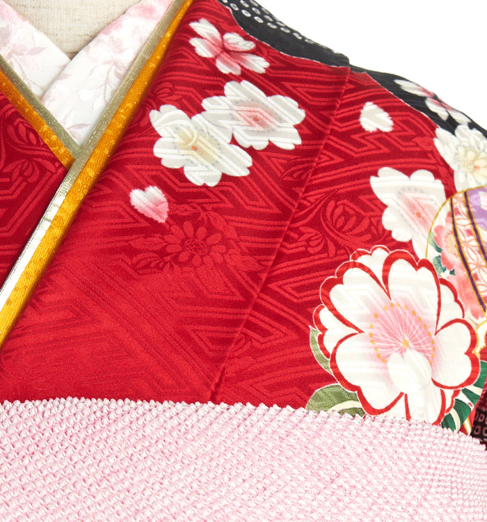 503u30☆振袖用長襦袢 赤色 /裄71.4袖丈116/☆美品 503u30☆振袖用長襦袢 赤色 /裄71.4袖丈116/☆美品