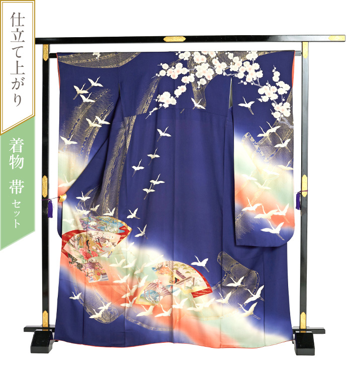 振袖と帯セット 振袖と帯セット（花車蝶々ひらり） - アンティーク着物