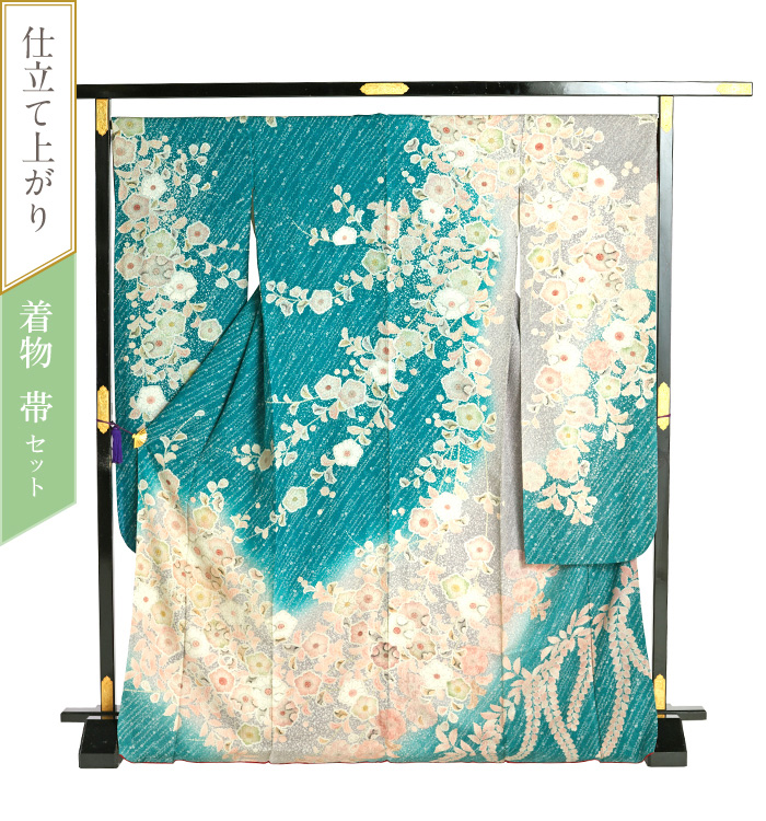 美品　辻ヶ花地紋　辻が花　色無地　逸品　新品袋帯　フルセット　振袖　振り袖 美品 辻ヶ花地紋 辻が花 色無地 逸品 新品袋帯 フルセット 振袖