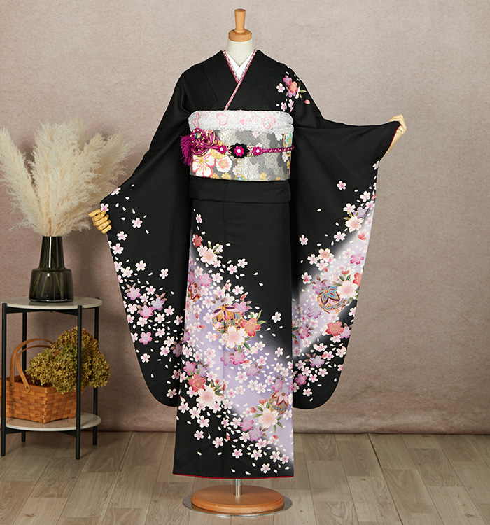 アンティーク 振袖 白 黄緑 豪華絢爛 飛翔 鳥 花満開 椿 橘 山茶花 刺繍