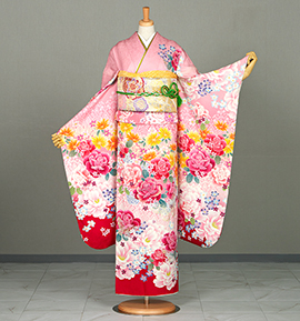 振袖 身長160-175cm 水色×ピンク 正絹 水色地 ピンク牡丹柄 正絹振袖【105】 – SAKURA TOKYO