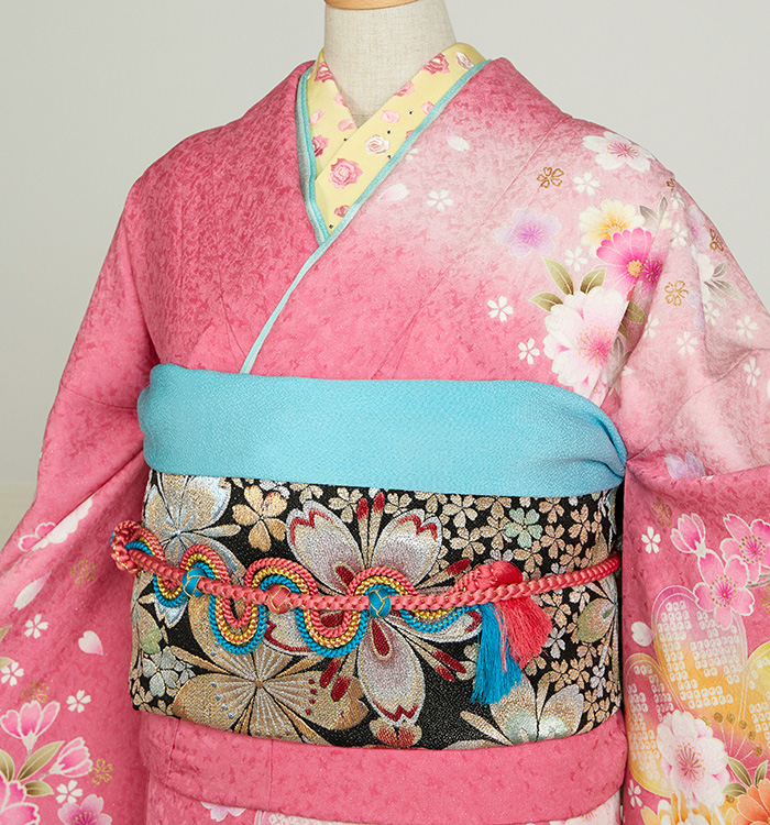 振り袖セット 楽天市場】【成人式 振袖 レンタル】RS711 正絹 白紫 桜と梅唐草文様