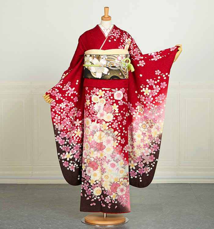 【着物フィ】未使用品　1円　振袖　黄色　桜尽くし　トールサイズ　成人式　結婚式　袷　仕立て上がり　正絹　4377 成人式 振袖 レンタル成人式 振袖|成人式振袖レンタル