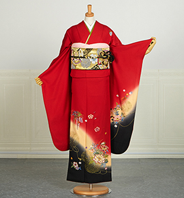 振袖　正絹 正統派古典 からし/マスタード 牡丹柄/大柄 トレンド 上品 綺麗