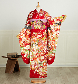 AIKA　振袖フルセット 楽天市場】【成人式 振袖 レンタル】RS975 正絹 青 桜に手まり