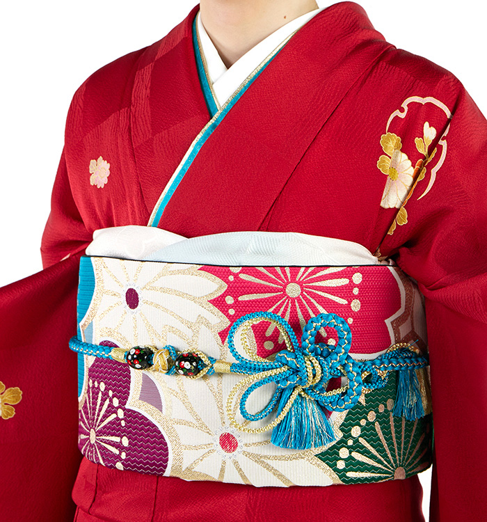 赤色花柄の和装小物セット 振袖 No.EA-4056-Lサイズのレンタル｜きもの365
