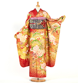【きらきら】振袖フルセット 成人式 美品 グラマラス 紫/黒/ゴールド(金色) 薔薇柄 派手 一番目立つ