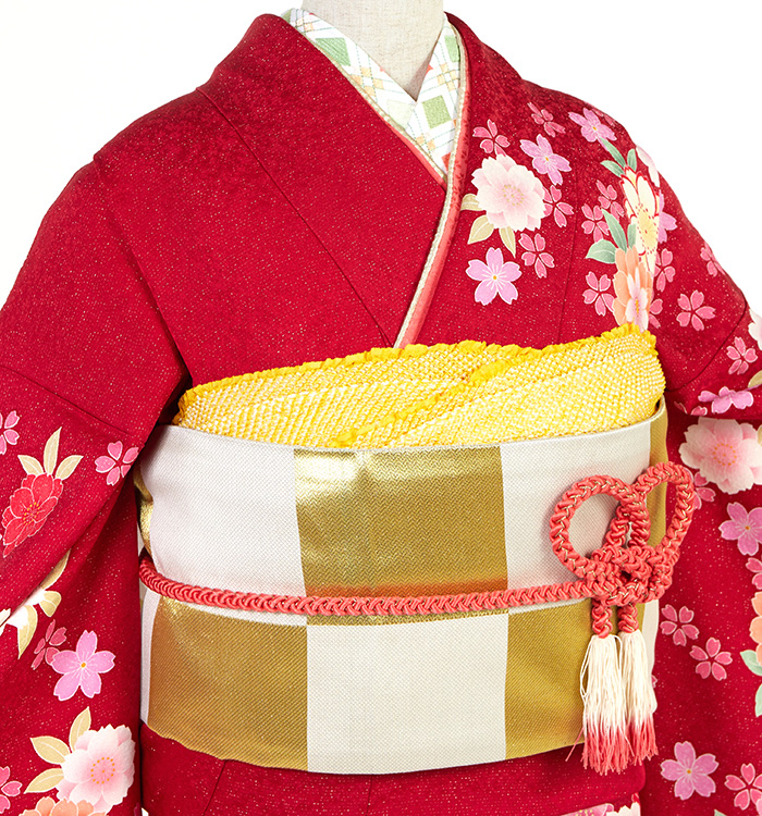 赤色花柄の和装小物セット 振袖 No.EA-4056-Lサイズのレンタル｜きもの365