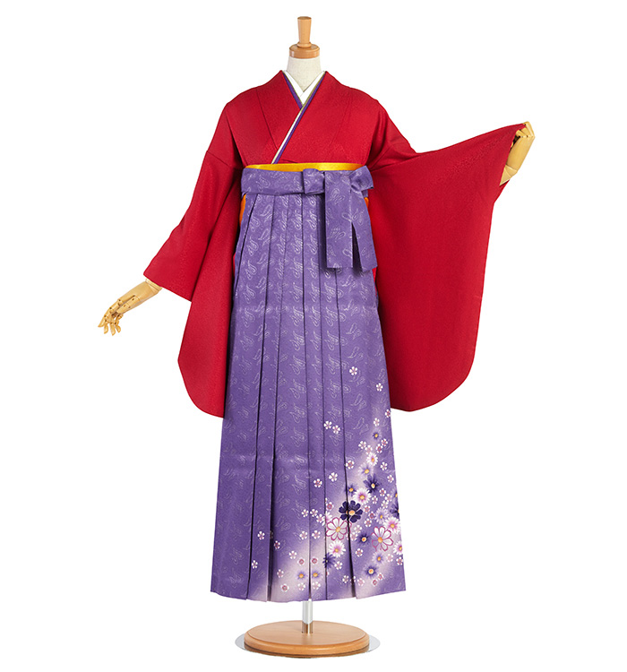 女子袴　新品LL パープル＆ダーク NISHIORI 袴単品 ぼかし刺繍 卒業式 桜刺繍 女性袴 レディース SS