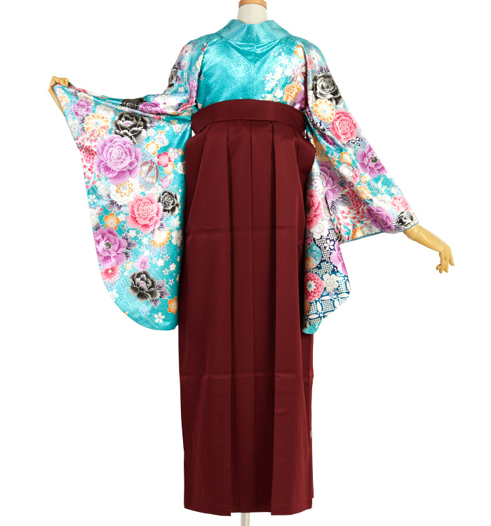 要事前確認　大人用　袴　丈99cm　LLサイズ　anan　卒業式（001rym） ぽっちゃりサイズ 袴単品 紺 刺繍 大人女子 卒業式 女子袴