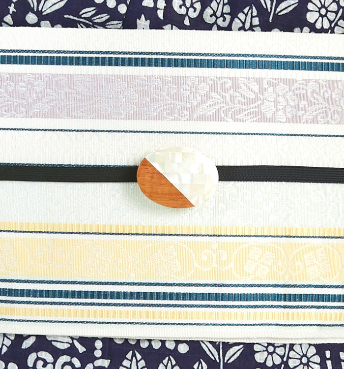 長板豆引染 浴衣 正絹博多織小袋帯・帯留付き No.LF-0013-Fサイズ_08