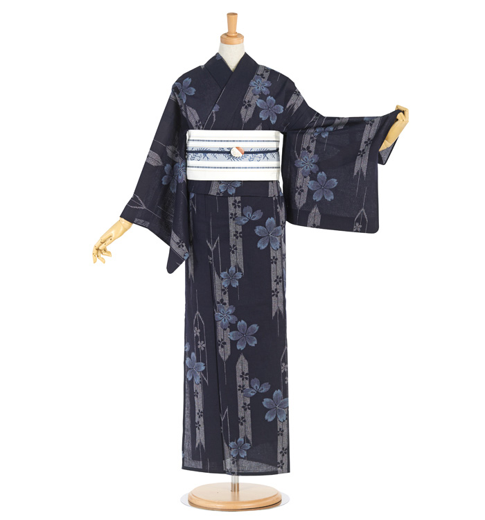 浴衣 正絹博多織半巾帯・帯留付き No.LF-0022-Fサイズのレンタル 浴衣 正絹博多織半巾帯・帯留付き No.LF-0022-Fサイズのレンタル